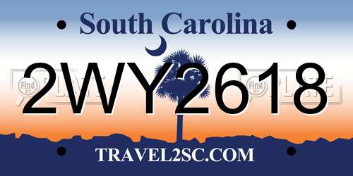2WY2618 South Carolina License Plate