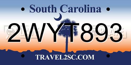 2WYT893 South Carolina License Plate