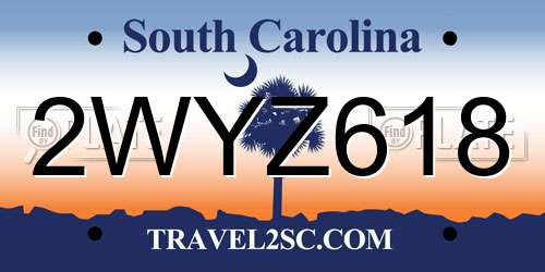 2WYZ618 South Carolina License Plate