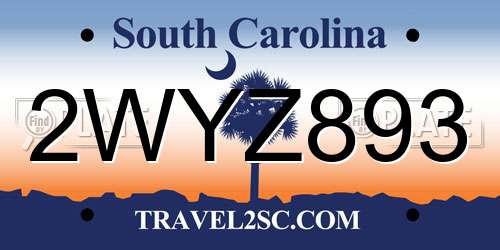 2WYZ893 South Carolina License Plate
