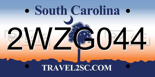 2WZG044 South Carolina License Plate