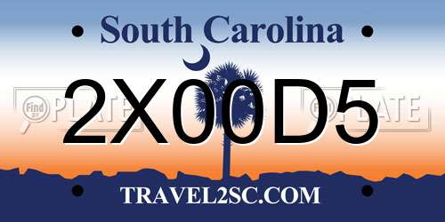 2X00D5 South Carolina License Plate