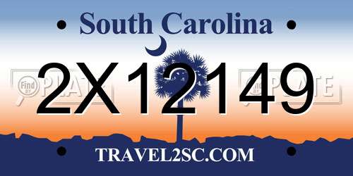 2X12149 South Carolina License Plate