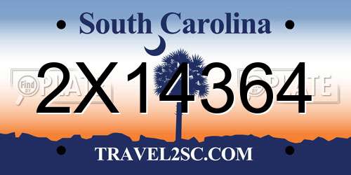 2X14364 South Carolina License Plate