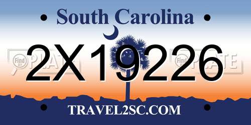 2X19226 South Carolina License Plate