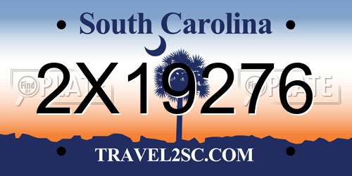 2X19276 South Carolina License Plate