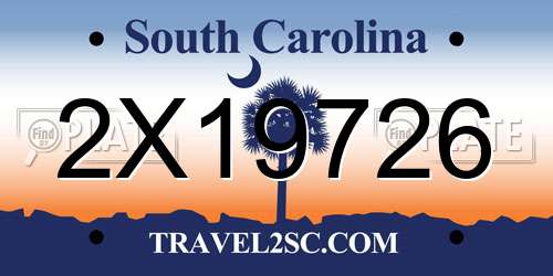 2X19726 South Carolina License Plate