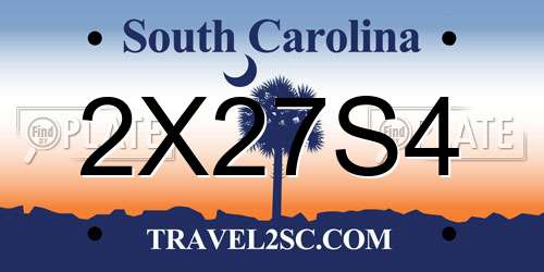 2X27S4 South Carolina License Plate