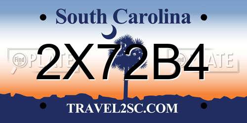 2X72B4 South Carolina License Plate