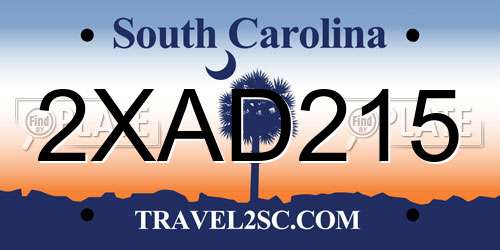 2XAD215 South Carolina License Plate