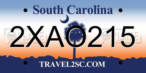 2XAO215 South Carolina License Plate