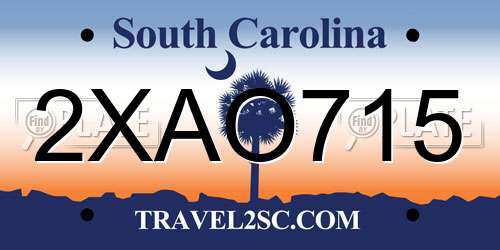 2XAO715 South Carolina License Plate