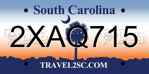2XAQ715 South Carolina License Plate
