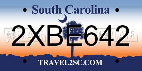 2XBE642 South Carolina License Plate