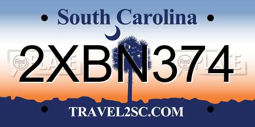 2XBN374 South Carolina License Plate