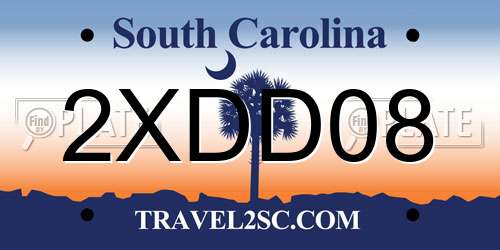 2XDD08 South Carolina License Plate