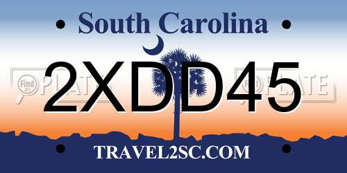 2XDD45 South Carolina License Plate