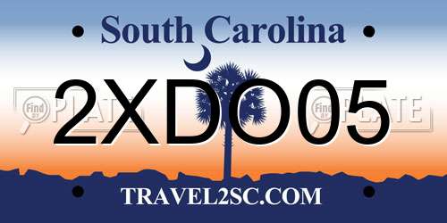 2XDO05 South Carolina License Plate