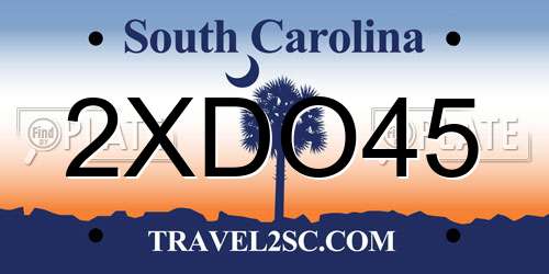 2XDO45 South Carolina License Plate