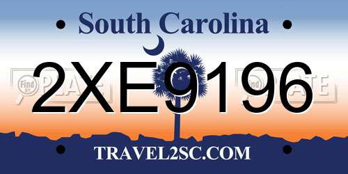 2XE9196 South Carolina License Plate