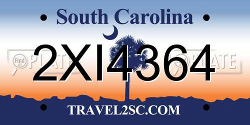 2XI4364 South Carolina License Plate