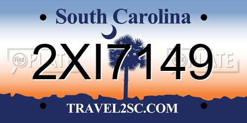 2XI7149 South Carolina License Plate