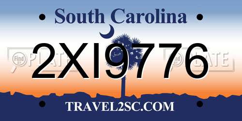 2XI9776 South Carolina License Plate