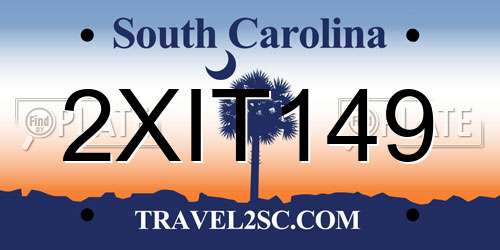 2XIT149 South Carolina License Plate