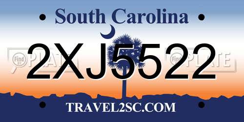 2XJ5522 South Carolina License Plate