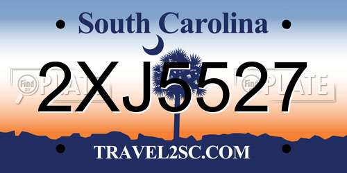 2XJ5527 South Carolina License Plate