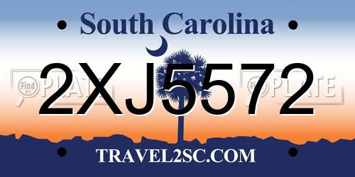 2XJ5572 South Carolina License Plate
