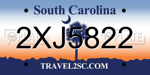 2XJ5822 South Carolina License Plate