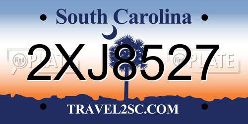 2XJ8527 South Carolina License Plate