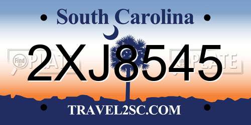 2XJ8545 South Carolina License Plate
