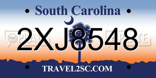 2XJ8548 South Carolina License Plate