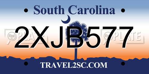 2XJB577 South Carolina License Plate