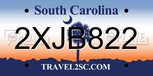 2XJB822 South Carolina License Plate