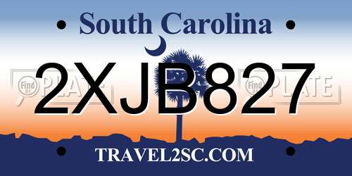2XJB827 South Carolina License Plate
