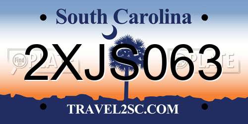 2XJS063 South Carolina License Plate