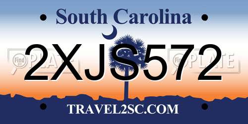 2XJS572 South Carolina License Plate