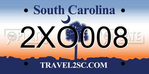 2XO008 South Carolina License Plate