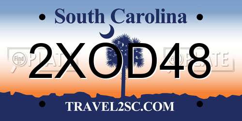 2XOD48 South Carolina License Plate