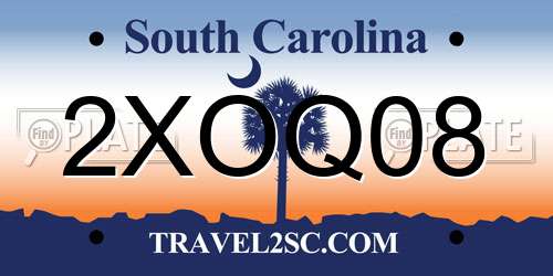 2XOQ08 South Carolina License Plate