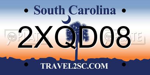 2XQD08 South Carolina License Plate