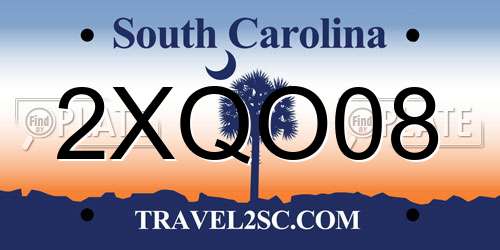 2XQO08 South Carolina License Plate