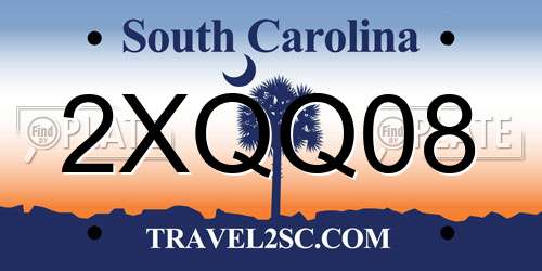 2XQQ08 South Carolina License Plate