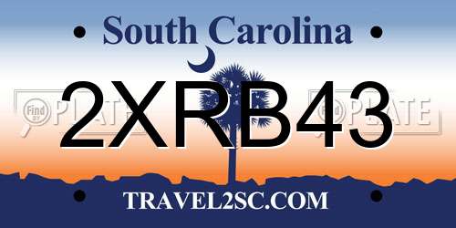 2XRB43 South Carolina License Plate