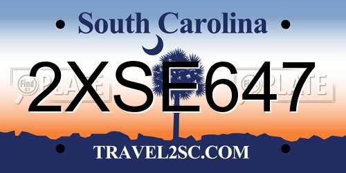 2XSE647 South Carolina License Plate