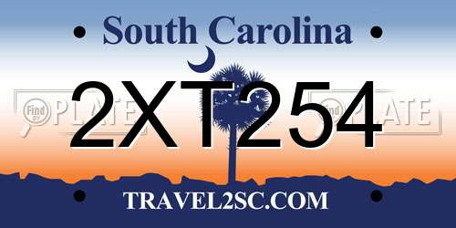 2XT254 South Carolina License Plate