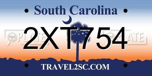 2XT754 South Carolina License Plate